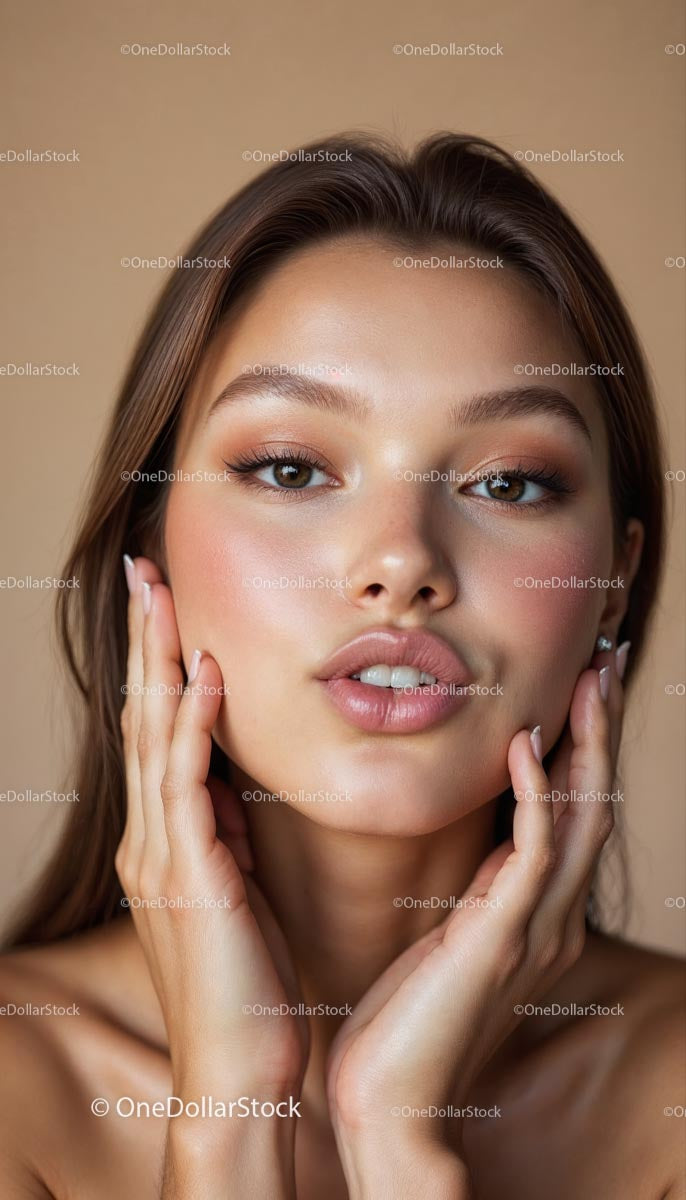 Youthful Woman with Flawless Skin and Natural Makeup