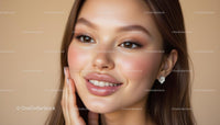 Smiling Woman with Radiant Skin and Elegant Earrings