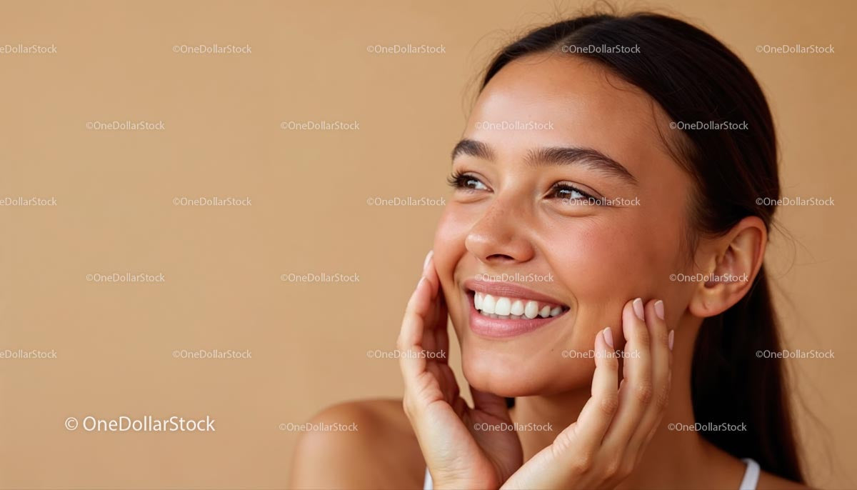 Joyful Young Woman Smiling with a Radiant Expression