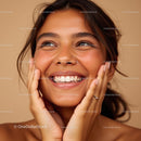 Radiant Smile of a Joyful Woman with Brunette Hair