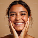Joyful Woman with Radiant Smile and Glowing Skin