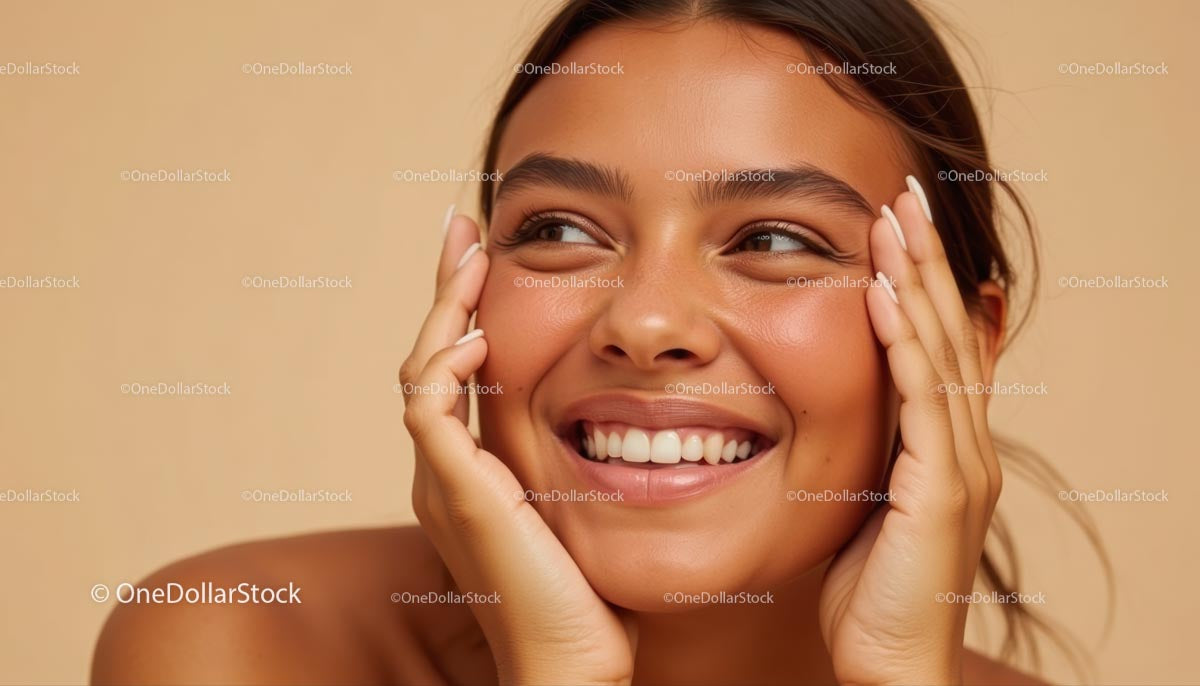 Smiling Woman with Radiant Skin and Joyful Expression