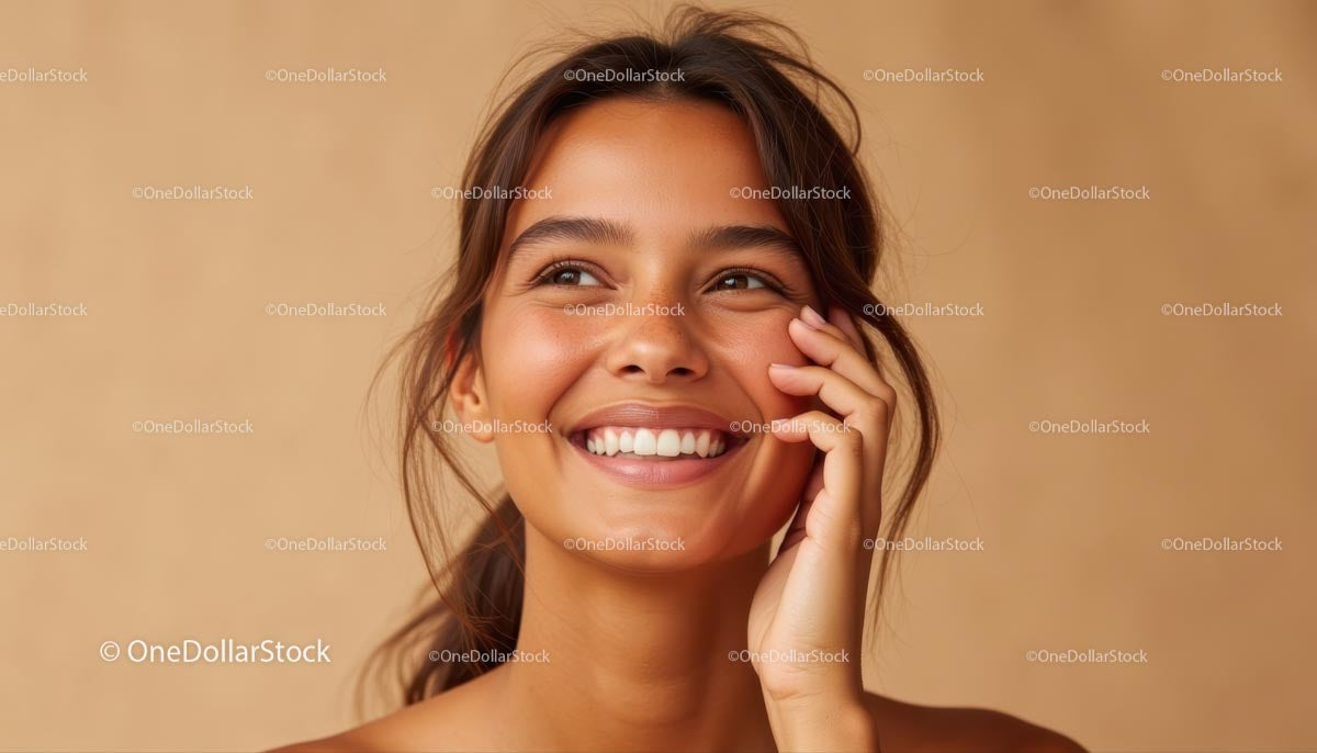 Smiling Woman with Natural Beauty and Joyful Expression