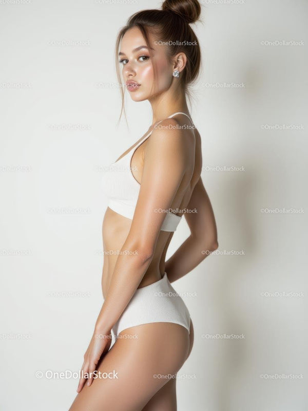 Elegancka Kobieta w Stylowej Białej Bieliznie
