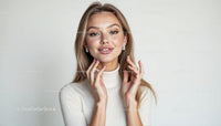 Elegant Woman in White Turtleneck Smiling Confidently