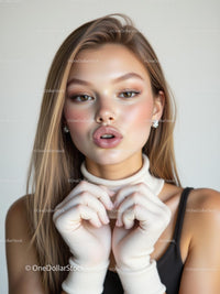Young Woman with Elegant Makeup and Long Hair