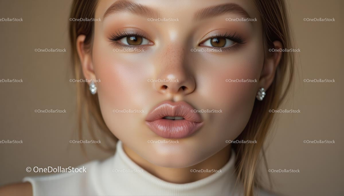 Close-Up Portrait of Young Woman with Flawless Skin