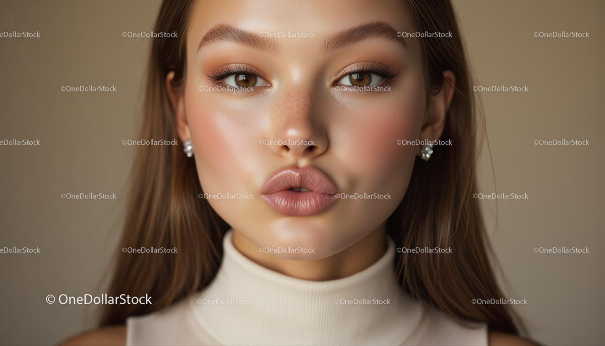 Portret z bliska olśniewającej młodej kobiety z kolczykami