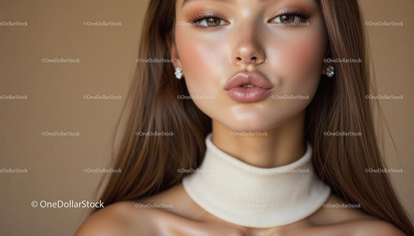 Elegancki Portret Modowy Kobiety z Długimi Włosami
