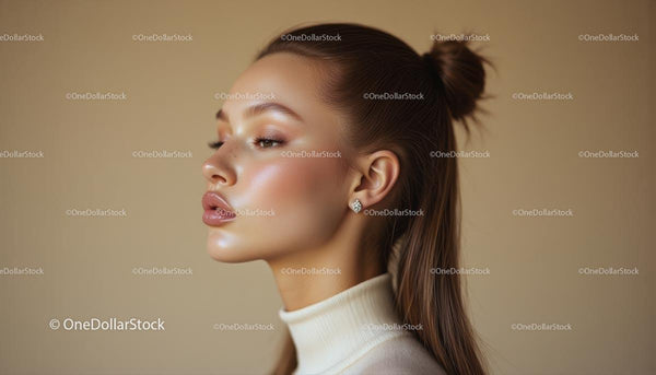 Elegancki Profil Boczy Kobiety z Spokojnym Wyrazem Twarzy