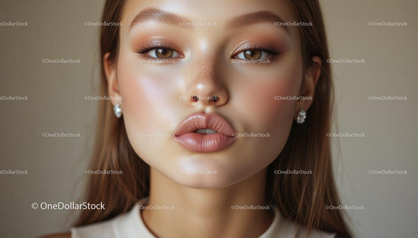 Elegancki Portret Młodej Kobiety z Makijażem i Kolczykami