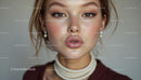 Elegant Beauty Portrait with Heart Earrings and Soft Makeup