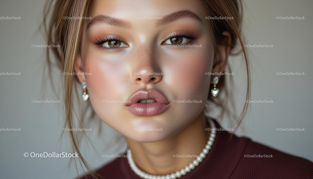 Portret młodej kobiety z eleganckim makijażem