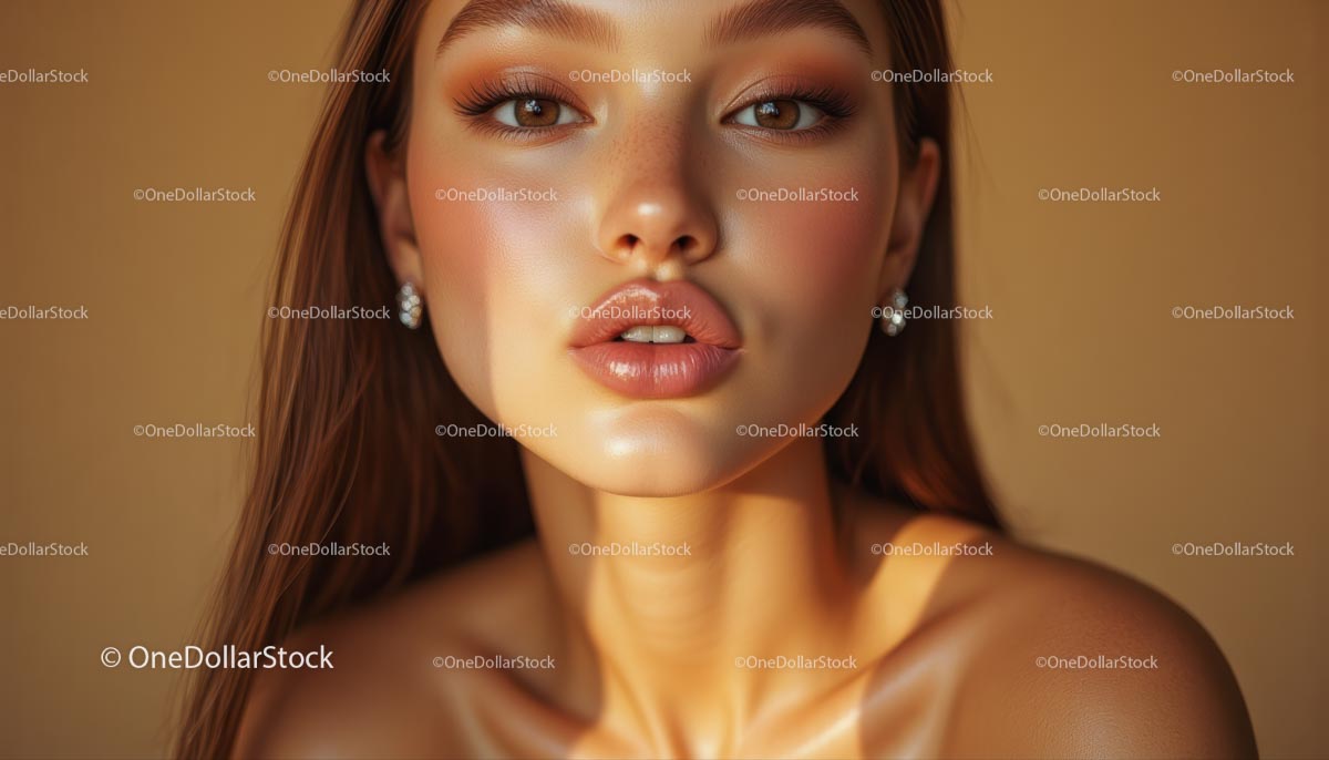 Elegant Woman with Subtle Makeup in Warm Lighting
