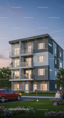 Modern Apartment Building at Sunset