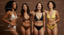 Four Women in Colorful Bikinis Laughing Together