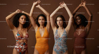 Diverse Models in Colorful Swimwear Fashion Photoshoot