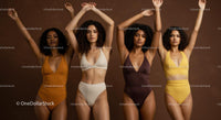 Group of Diverse Women in Stylish Swimwear