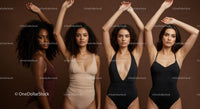 Diverse Women in Stylish Swimwear Posing Confidently