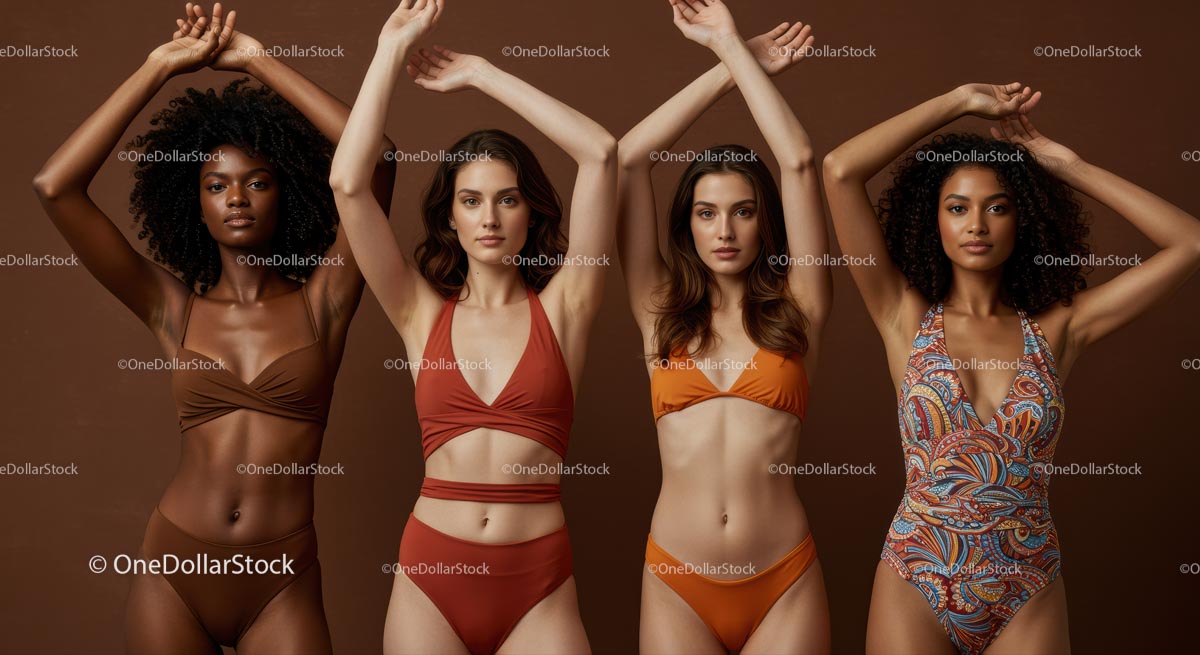 Confident and Diverse Women in Stylish Swimwear