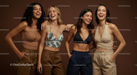 Joyful Group of Diverse Women in Fashionable Outfits