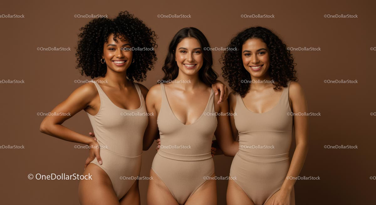 Confident Women in Beige Fashion Embracing Diversity
