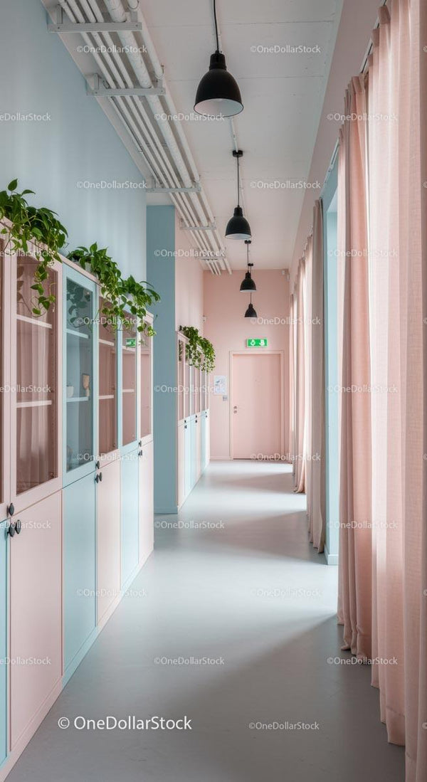 Pastel Hallway with Modern Minimalist Design