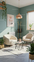 Stylish Modern Living Room with Cozy Armchairs and Indoor Plants