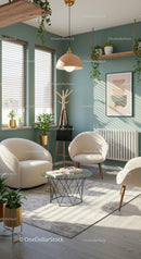Modern Living Room with Indoor Plants and Cozy Seating