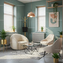Contemporary Living Room with Green Walls and Indoor Plants