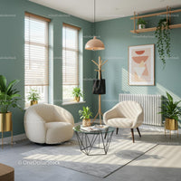 Modern Living Room with Indoor Plants and Cozy Chairs