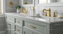 Elegant Bathroom with Gold Faucets and Marble Countertop