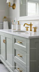 Modern Bathroom with Elegant Gold Faucet and Accessories