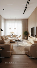 Modern Minimalistic Living Room with Beige Decor