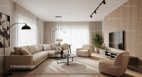 Elegant Beige Living Room with Modern Furniture and Decor