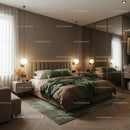 Stylish Modern Bedroom with Green Accents