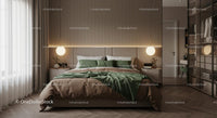 Modern Bedroom with Green Accents and Elegant Decor