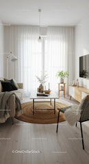 Scandinavian Living Room with Natural Light and Indoor Plants
