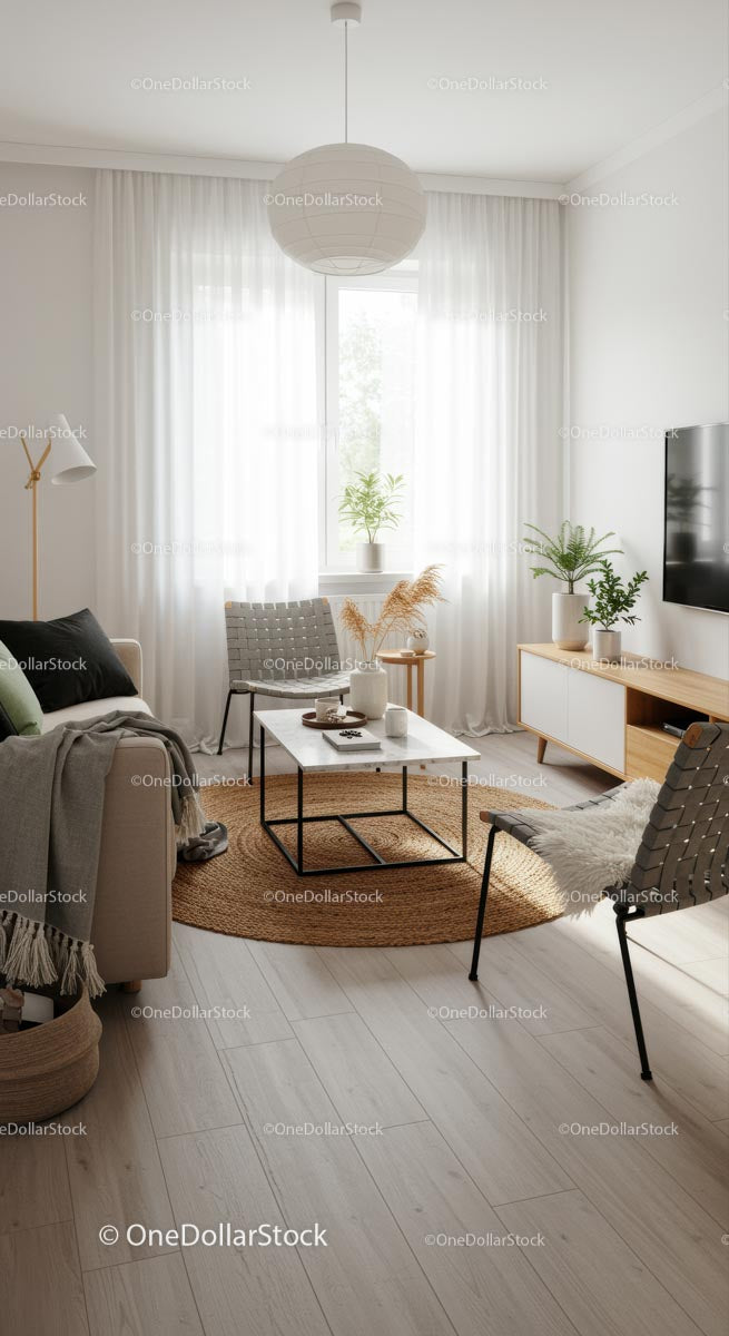 Scandinavian Inspired Living Room with Natural Elements