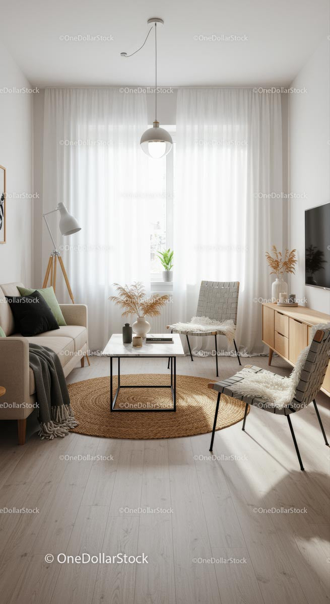 Nowoczesny skandynawski salon z przytulną atmosferą