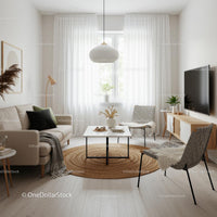 Modern Scandinavian Living Room with Natural Light and Decor
