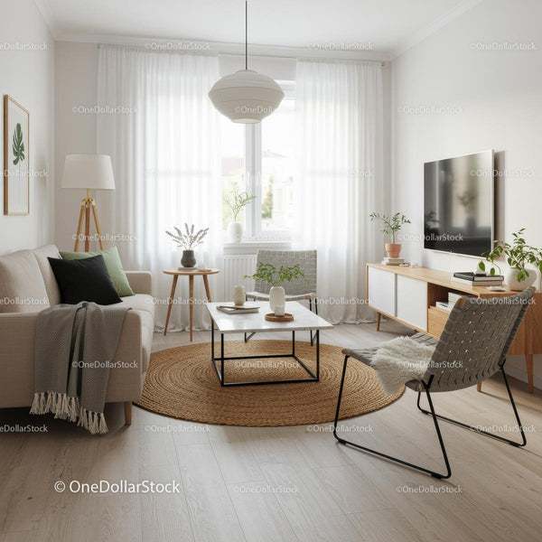Modern Scandinavian Living Room with Natural Light