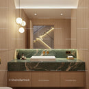Modern Bathroom with Green Marble and Wooden Accents