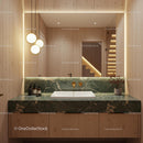 Modern Bathroom with Green Marble and Wooden Accents