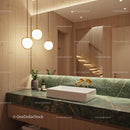 Modern Bathroom with Green Marble and Gold Accents