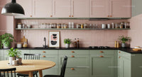 Modern Kitchen with Pastel Green and Pink Design