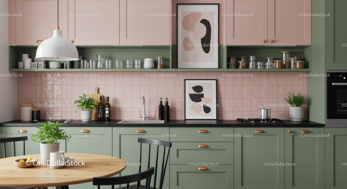 Modern Pastel Kitchen with Elegant Decor