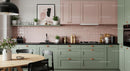 Modern Kitchen with Pastel Green and Pink Accents