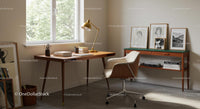 Mid-Century Home Office with Natural Light and Stylish Decor