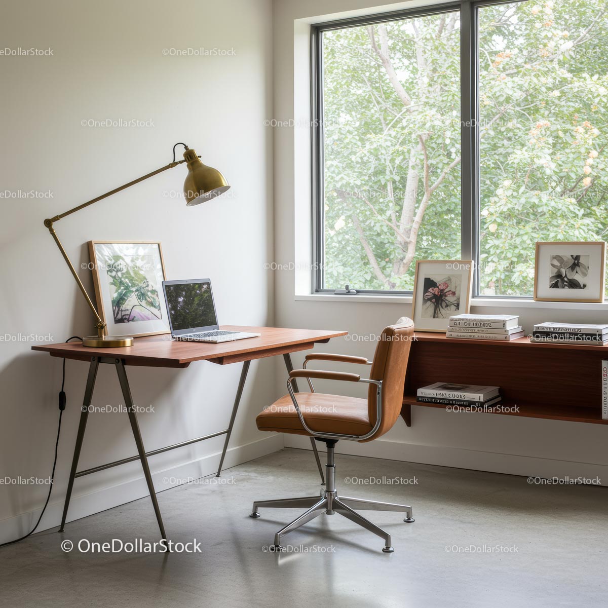 Minimalist Home Office with Mid-Century Furniture